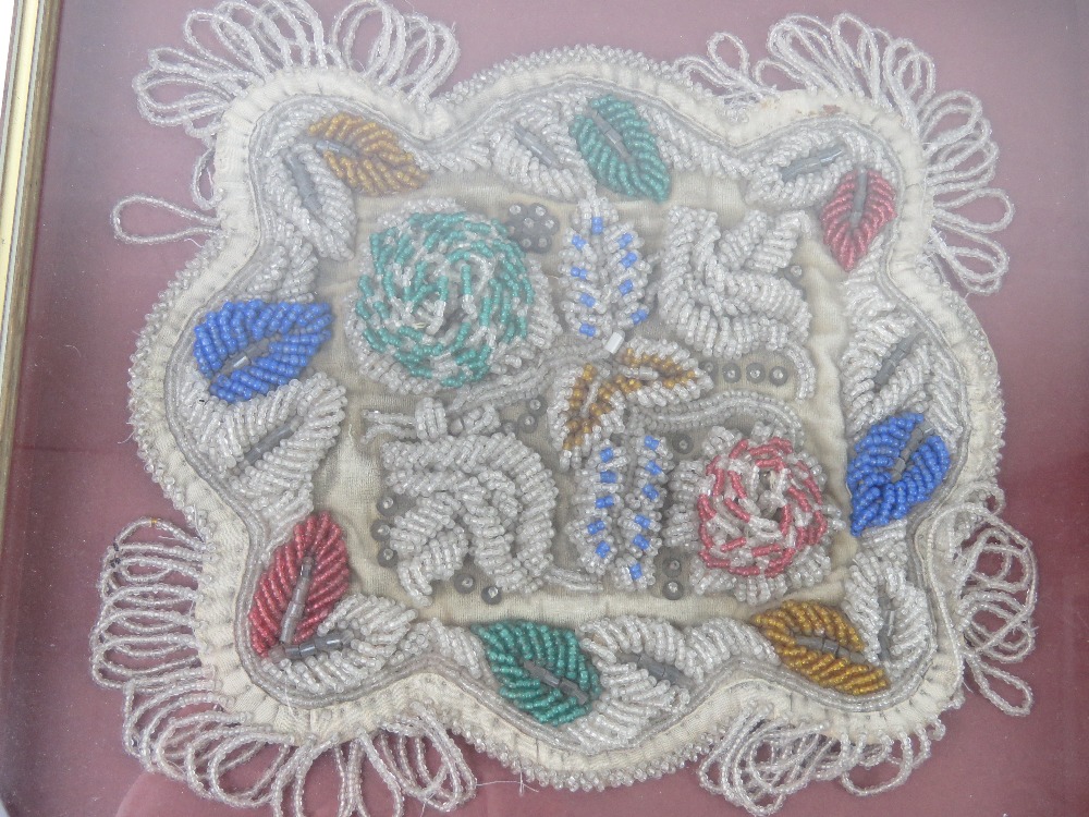 Two beadwork embroideries each loose in frame, each approx 27cm wide. - Image 4 of 5