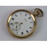 A gold plated Waltham pocket watch, top wind, Star case,