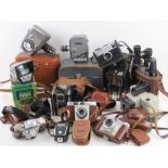 A large quantity of vintage cameras and photographic equipment inc Six-16 Brownie,