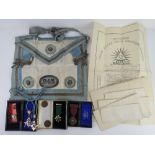 Masonic; Ruby Masonic Lodge Dublin medals and other Masonic items including paperwork and apron.