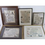 Maps; Oxfordshire 'engraved by James Bingley' 26 x 20cm, framed, together with Derbyshire,