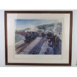 Railwayana; signed print by Terence Cuneo, Festiniog Work Horses, signed in pencil lower right,