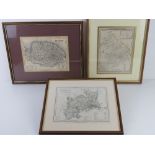 Maps; Three maps 'engraved for Dugdales England and Wales Delineated',