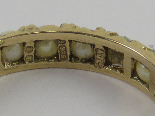 A 9ct gold and pearl eternity ring, hallmarked for London with makers mark, size M, 2.1g. - Image 2 of 2