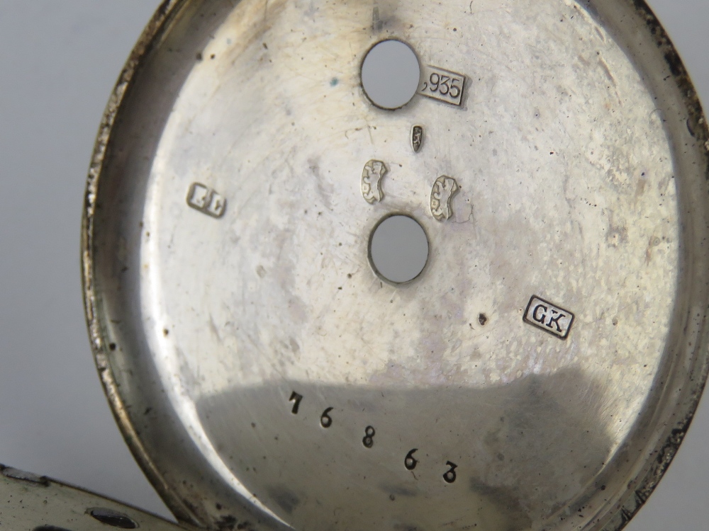 A HM silver key wind open face pocket watch marked Farringdon "G" REGd to the movement and to the - Image 10 of 11