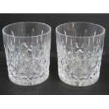 A pair of Stuart Crystal cut glass whiskey tumblers.