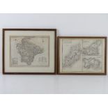 Maps; 'Isle of Man. Gurnsey, Jersey.' Engraved by S Hall, hand coloured, framed 29 x 22.5cm.