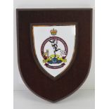 A contemporary mahogany Mess Shield bearing Royal Buckinghamshire Yeomanry Signal Squadron,