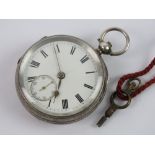 A Chester silver hallmarked pocket watch, key wind (with key), movement numbered 54316,