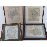 Maps; four maps 'drawn and engraved by J Archer Pentonville London' being Cumberland, WiItshire,