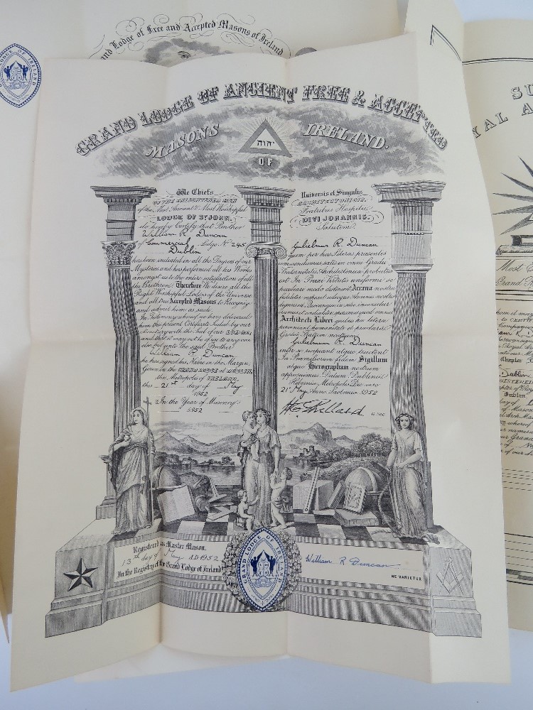 Masonic; Ruby Masonic Lodge Dublin medals and other Masonic items including paperwork and apron. - Image 9 of 9