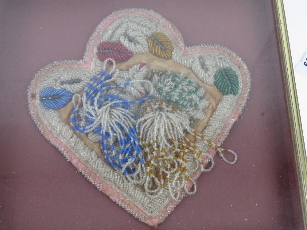 Two beadwork embroideries each loose in frame, each approx 27cm wide. - Image 2 of 5