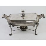 A fine vintage silver plated presentation serving dish with burned beneath,