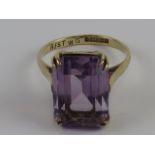 An impressive Amethyst cocktail ring in the Art Deco style, octagonal cut stone (14 x 10 x 7.