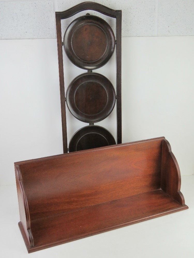 A c1930s folding lazy Susan together with a mahogany bookshelf, 67.5cm wide. Two items. - Image 2 of 2