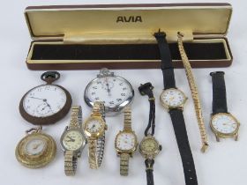 A quantity of assorted wristwatches, pocket watches and stop watch,
