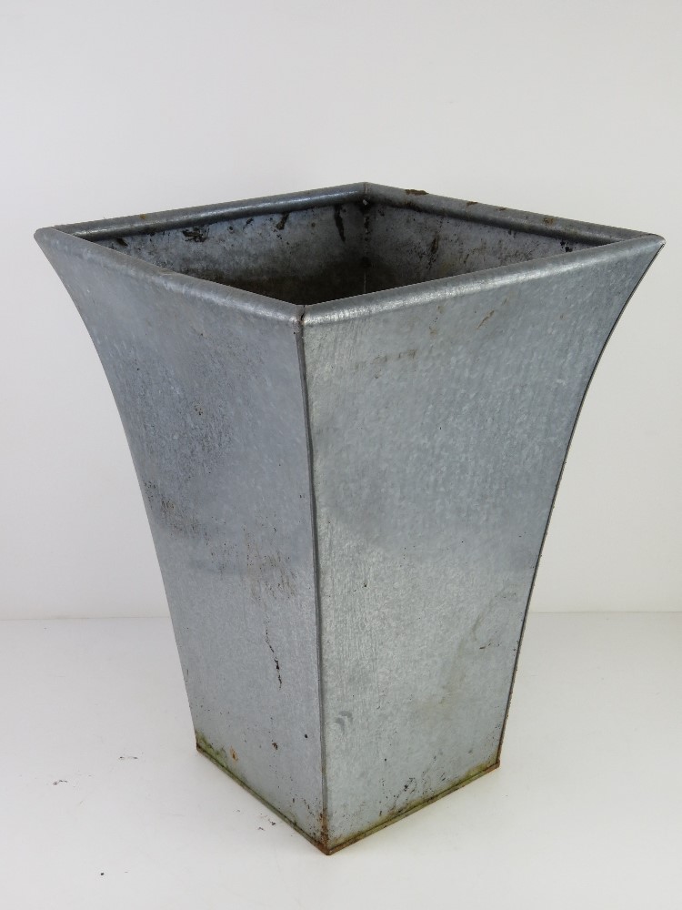 A set of four galvanised planters, each standing 52cm high, 37 x 37cm square at top. - Image 2 of 2