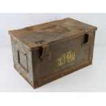 A vintage metal ammo tin having stencill