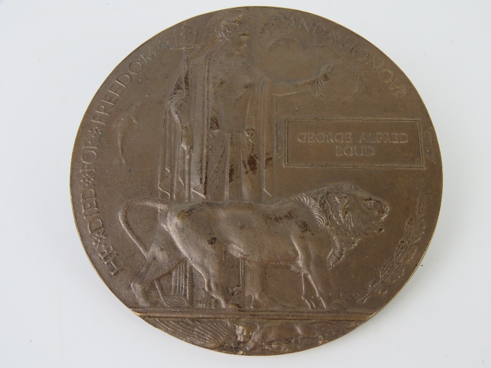 A WWI Death Penny for George Alfred Boud - Image 2 of 2