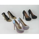 Three pairs of ladies heeled shoes inc black Kurt Geiger size 40,