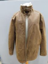 A men's XXL leather jacket by Barneys to fit 53-56" chest, approx measurements; 31.