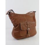A tan leather handbag by Clarks approx 34cm wide.