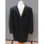 French Connection; A men's black 75% wool coat, size 44, approx measurements 48" chest, 37.