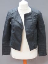 All Saints; an 87% cotton biker style jacket, size 10, approx measurements; 33" chest,