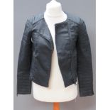 All Saints; an 87% cotton biker style jacket, size 10, approx measurements; 33" chest,