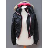 SuperDry; The Windbomber, in black with pink lining, size small.