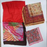 100% silk scarves inc Accessorize, Past Times and Elizabeth Hurley for MNG. Four items.