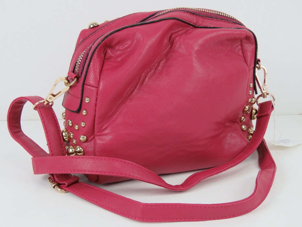 An 'as new' pink studded handbag handbag 19 x 17cm. - Image 5 of 6