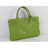 Laura Ashley; a lime green leather handbag approx 33.5cm wide.