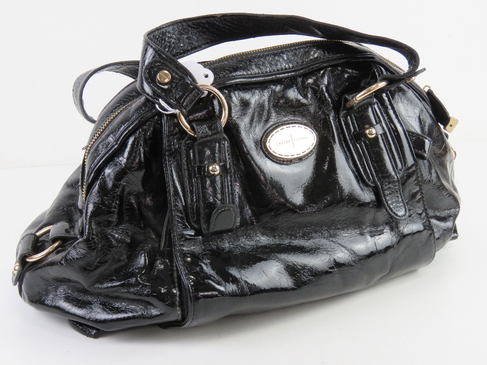 A black leather handbag by Jasper Conran approx 39cm wide.