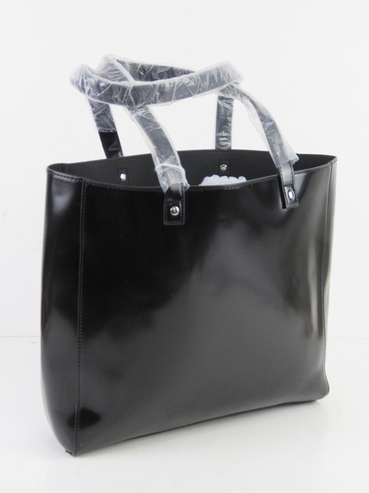 A black plasticised tote bag by Givenchy Paris approx 31cm wide. - Image 3 of 5