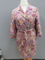 A ladies floral long length jacket by Kew size 12, 53% linen, approx measurements; 40" chest,