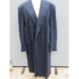 A wool and cashmere navy blue men's coat made for Selfriges by Vallombrofa Italy, chest 42" Regular,