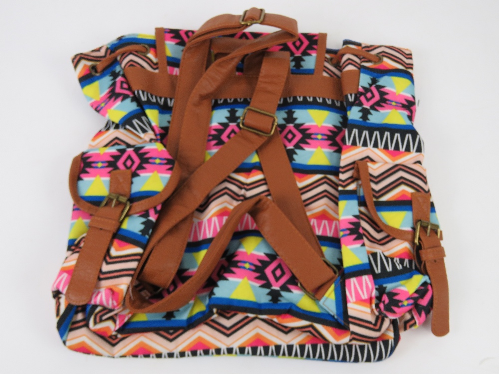 An Aztec pattern multi coloured ruck sack 'as new' 35 x 35cm. - Image 2 of 6