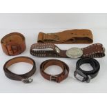 A quantity of assorted belts inc River Island tan leather and Top Shop black studded,