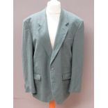A 65% cashmere 15% wool green men's jacket, size 42 Reg, approx measurements 43" chest,