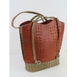 A vintage Italian leather faux crocodile skin handbag approx 31cm wide.