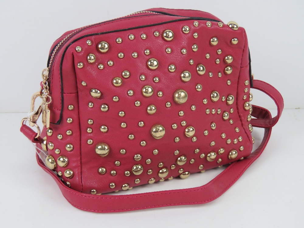 An 'as new' pink studded handbag handbag 19 x 17cm. - Image 4 of 6