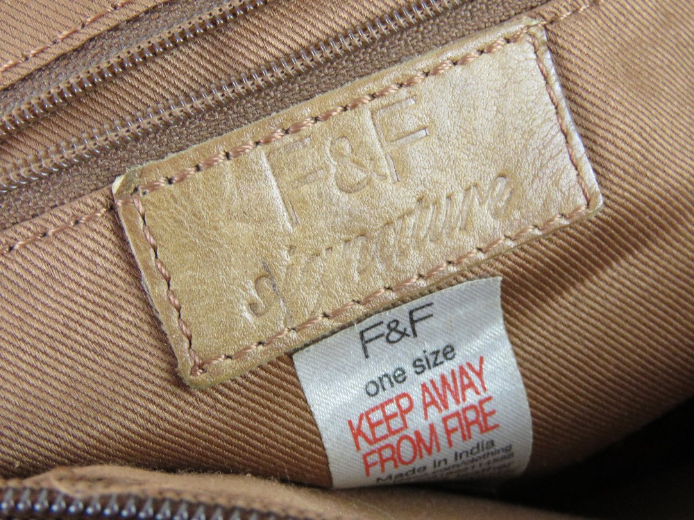 A sand coloured leather handbag by F&F Signature, approx 34cm wide. - Image 3 of 4