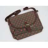 A orange polka dot fabric handbag 'as new' 27 x 24cm.