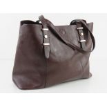 A brown soft tote bag approx 34cm wide.