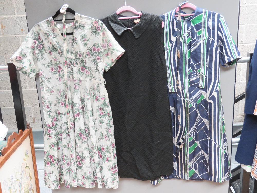 A large quantity of vintage c1960s-80s clothing inc black 1960s A-line dress with pan collar, - Image 4 of 11