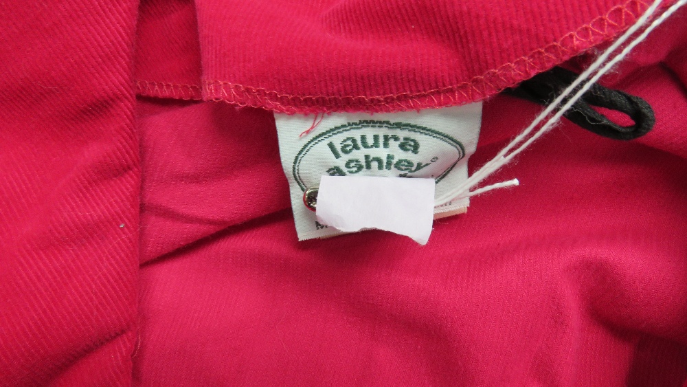 A vintage Laura Ashley 100% cotton belted dress in hot pink with sailor type collar, size 12, - Image 4 of 4