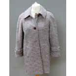 A Lama wool ladies coat in purple hounds tooth pattern, size 10, approx measurements; 42" chest,