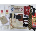 A quantity of assorted bow ties, 100% silk fireman design tie, wallets, mens white cotton gloves,