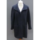 A House of Fraser 80% wool navy coat size 12, approx measurements; 42" chest, 36" length to back,